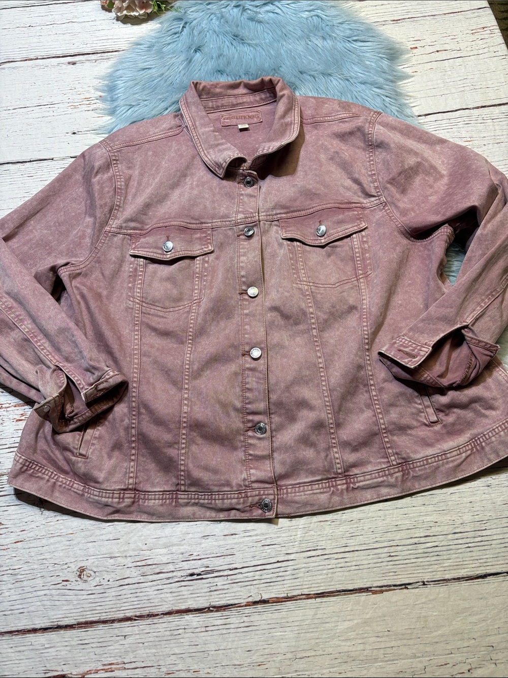 Maurices Washed Mauve-Pink Denim Jean Jacket sz 4X